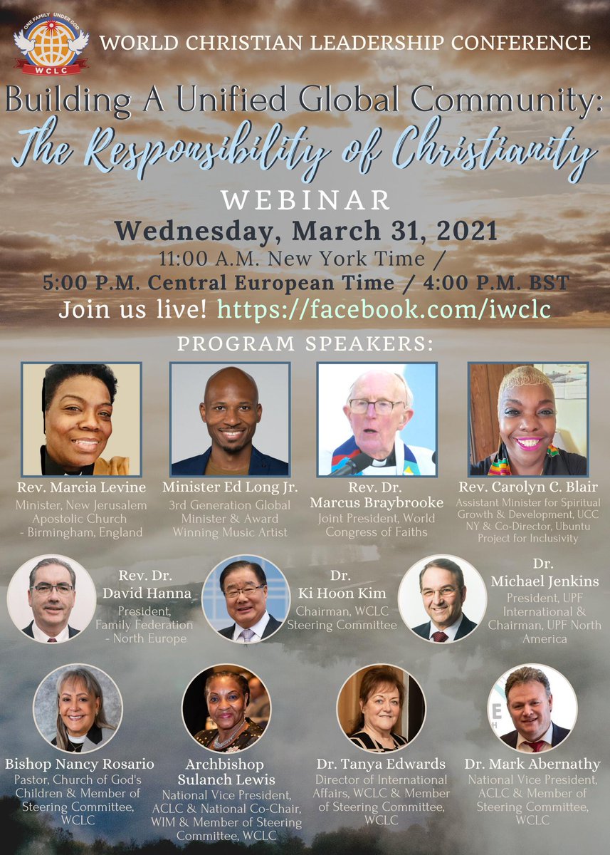 mieroslavrybar's tweet photo. WORLD CHRISTIAN LEADERSHIP CONFERENCE
Building A Unified Global Community: 
The Responsibility of Christianity

Wednesday, March 31, 2021
11:00 A.M. New York Time
4:00 P.M. British Summer Time
5:00 P.M. Central European Time

Join us live! https://t.co/4VI4q2skP9 https://t.co/aWlNftTFv3