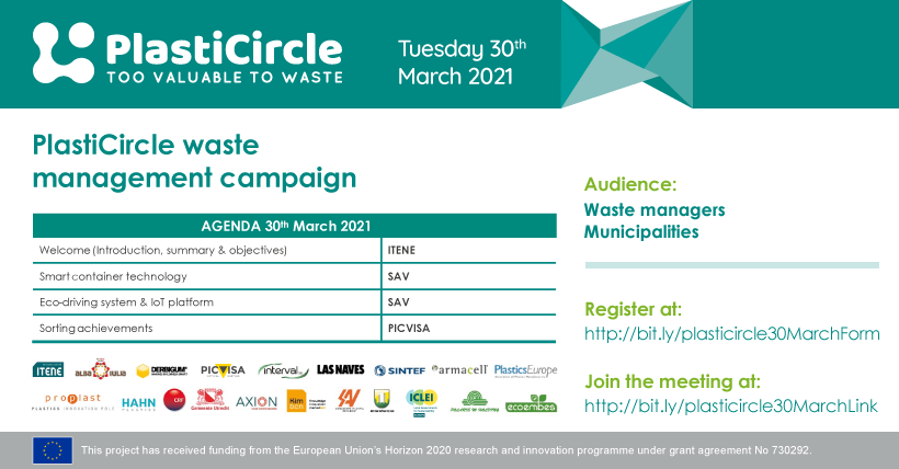 CreaInnovation's tweet photo. Circular Economy for Plastics
Registrations are OPEN for the #PlastiCircle Waste Management Campaign
@itene, 
@SAV
&amp;
@picvisa
will present innovations used in the collection, transport and sorting!
 
Click here to register: https://t.co/F6D3WqGoTc https://t.co/NDElOgJ46J