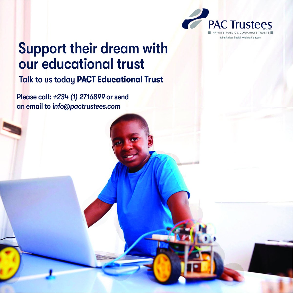 PACHoldingsLtd's tweet photo. We can help you bring your child's educational dreams to reality. Send an email to info@pactrustees.com today and find out how we can be of help.
#EducationTrust
#EducationFund
#TrustFund
#PACTrustees https://t.co/SstNv0uDMh