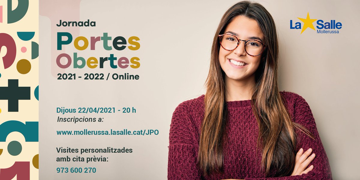La Salle Mollerussa organitza la Jornada de Portes Obertes de Batxillerat i Cicles Formatius online el proper 22 d'abril, a les 20:00 de la tarda. 

Us podeu inscriure a mollerussa.lasalle.cat o trucant al 973 600 270. 

#BAT #CF #JPO #ITuQuèTries #LaSalleMollerussa #Mollerussa
