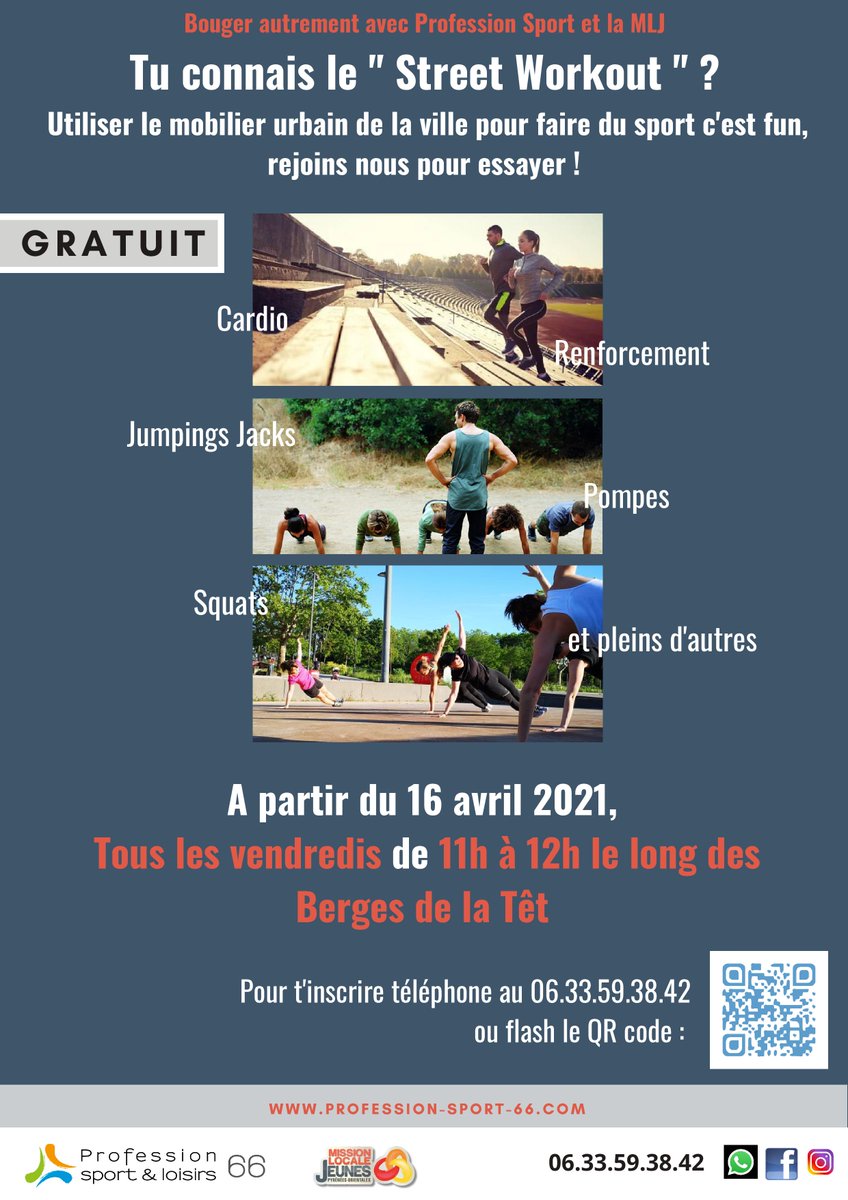 ProfessSport66's tweet photo. Bouger autrement avec #ProfessionSport66 et la #MLJ66 - 
On vous attend pour une session de Street Workout le long des berges de la têt à Perpignan, Vendredi 16 avril 2021! 
N'oublie pas de t'inscrire: https://t.co/mltDsy5o9a 

#newlife #sport #sportoutdoor #street #mljdespo https://t.co/irntkS6MVK
