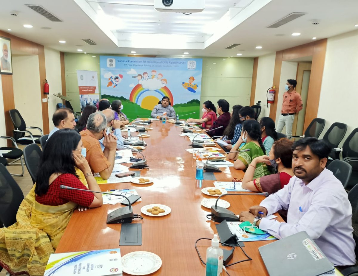 bksranchi's tweet photo. @sanjaykmranchi, Secretary, @bksranchi and @DelhiIrrc participating in a meeting on #restoration and #rehabilitation of #girls from @Jharkhand staying in #CCIs of @NewDelhi chaired by @KanoongoPriyank, CP, @NCPCR_ #bettercoordination @RanchiSrc @SRCW_Jharkhand @nairpm2014 https://t.co/J4pdE2I9by
