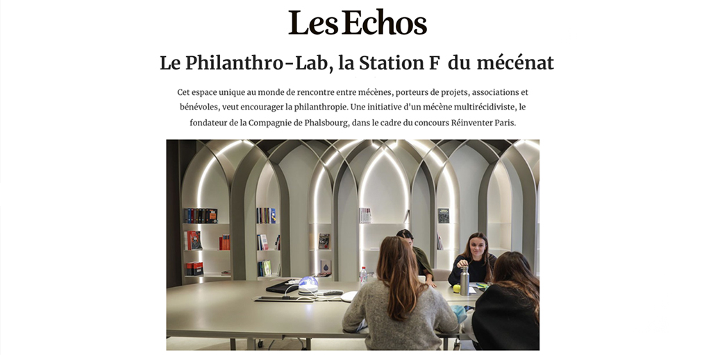 🗞✨ « Cet espace unique au monde de rencontre entre mécènes, porteurs de projets, associations et bénévoles, veut encourager la philanthropie. Une initiative d'un mécène multirécidiviste, P. Journo. »

<a href="/martiRD/">Martine Robert</a> pour <a href="/LesEchos/">Les Echos</a> 

Lire la suite : 

bit.ly/3smUh9A