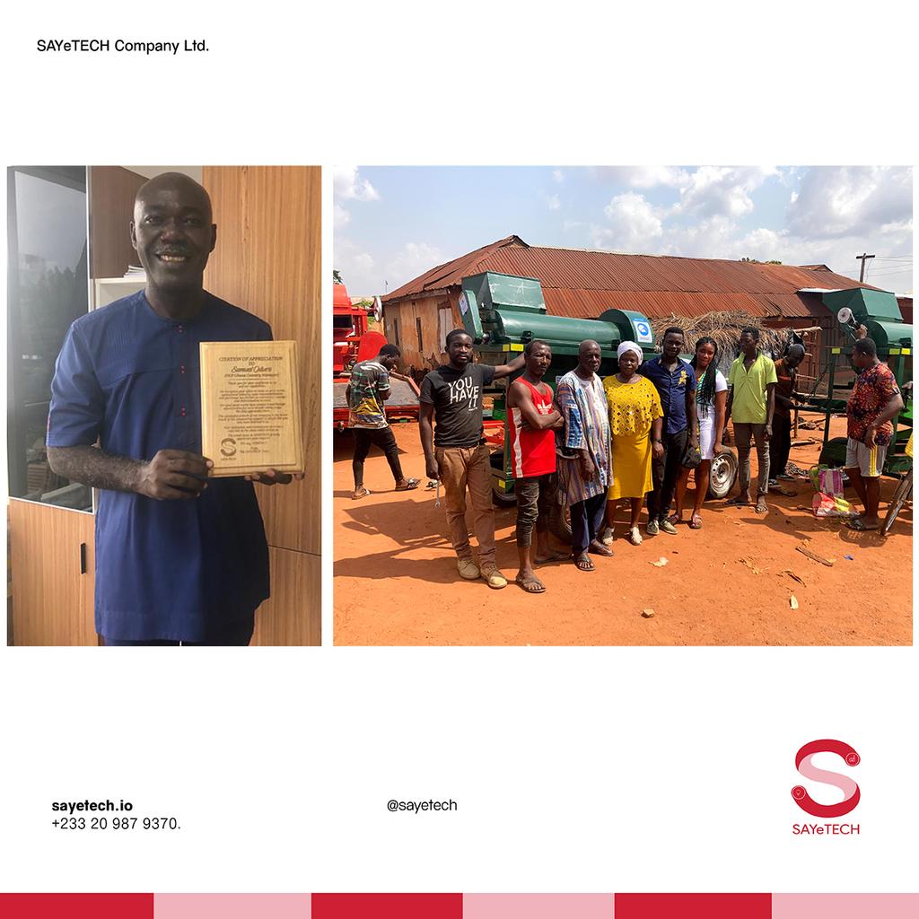 sayetech's tweet photo. On this week's #Feature_Friday, we show great appreciation to Mr. Samuel Oduro Asare, Country Manager of @OCP_Africa Ghana, and the entire @ocpgroup
We are very grateful to @ocpgroup and @OCP_Africa for purchasing and donating 10 Multi-Crop threshers... https://t.co/cNHsQAmxYH