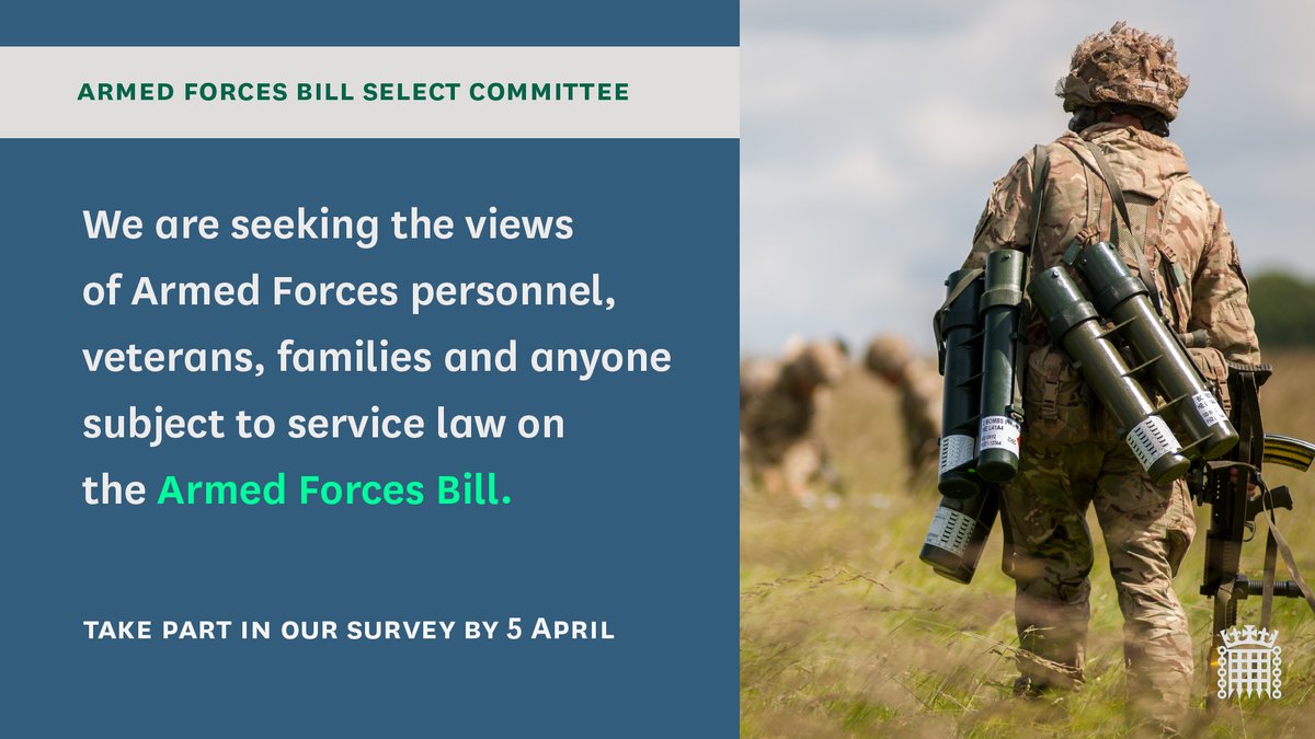 ❓ A reminder that our survey on the Armed Forces Bill is now open.

🗣️ We are accepting responses until 5 April.

✍️ Take part here ⤵️ 
forms.office.com/r/aeNpPi559R