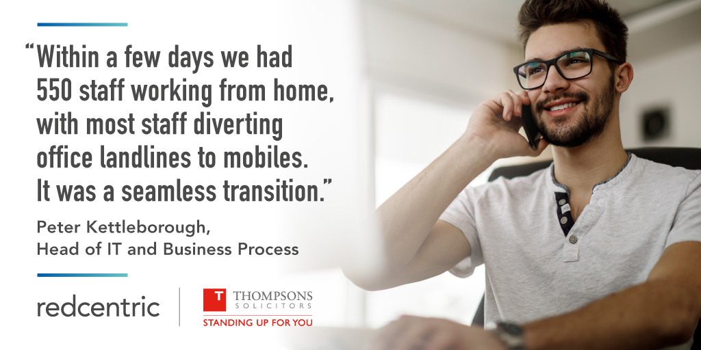 Redcentricplc's tweet photo. Thompsons Solicitors was already using flexible hosted telephony at the start of Covid, which allowed it to quickly adapt to remote-working. https://t.co/jwf3cy64LE
#redcentric #ipt #hostedtelephony #cloud #agility https://t.co/ijQZaIGfNi