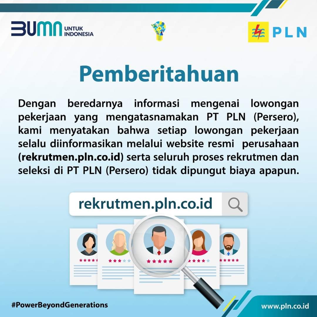 _pln_id's tweet photo. HOAX!!!

Electrizen, Saat ini PLN tidak sedang mengadakan kegiatan rekrutmen dan seleksi calon pegawai. Dengan beredarnya informasi rekrutmen yang mengatasnamakan PLN, kami menyatakan bahwa Rekrutmen PLN hanya dapat diakses melalui website resmi PLN yaitu https://t.co/5MbnoBCQR3. https://t.co/hQf6hN5KC0