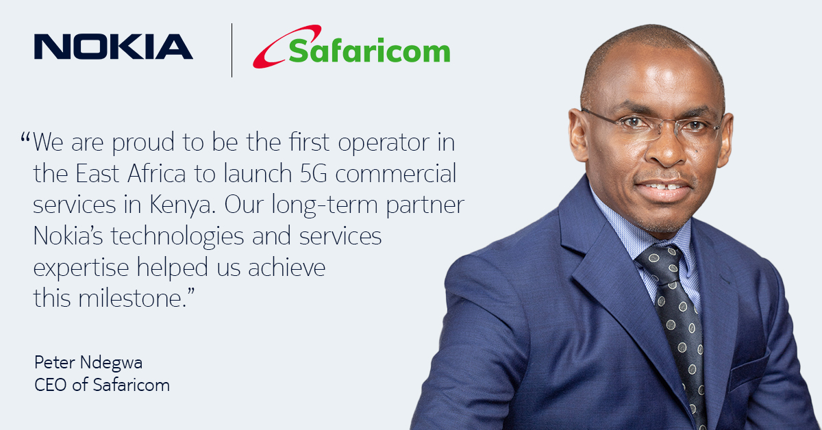 We are powering East Africa’s first #5G commercial services with <a href="/SafaricomPLC/">Safaricom PLC</a>. Our 5G #SRAN technology and 5G FastMile gateways enable ultra-fast #FWA services to Safaricom’s subscribers across Kisumu and the Western Province of Kenya. 
nokia.ly/3tWKLdz