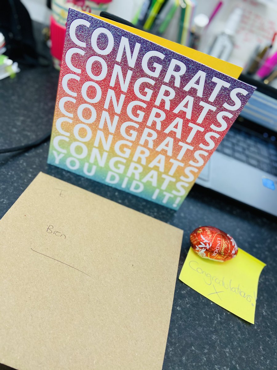Happy Friday ... Accepted a new job role yesterday and came into my office to find cards and a Lindt egg🥰😍