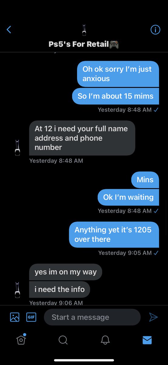 This account <a href="/BuyAPS5/">Ps5's For Retail🎮</a> is a real scammer! He scammed me into believing I could buy a ps5 directly from him! I sent him 450 dollars and waited all day to be told bullshit lies! Never got nothing nor did I get my money back. It’s a shame that people have come to this.