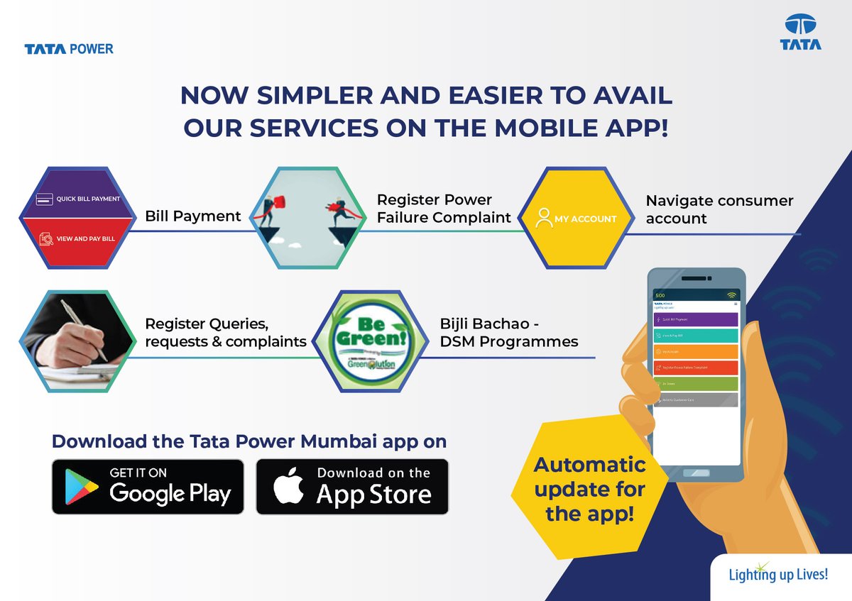 TataPower's tweet photo. We urge you to make use of digital touchpoints like our Tata Power Mumbai mobile app, available 24 X 7, from the safety &amp; convenience of your home...
Download it now, for Android https://t.co/8dhAruFaub and for iOS https://t.co/Csxgb3TR6c #GoDigi #DigitalPayments https://t.co/X5DoMLkbW6