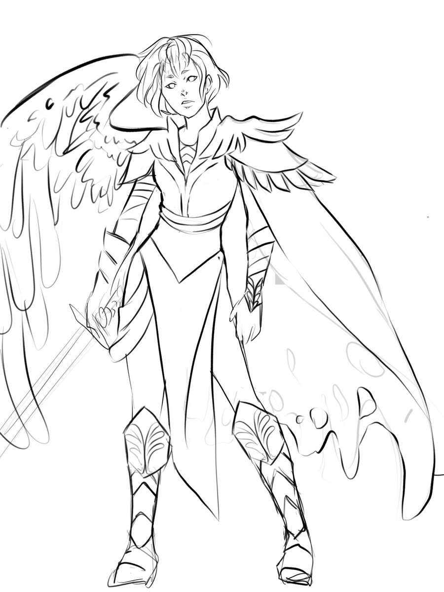 FeeDraws's tweet photo. a rough design for a new character i am going to play. Aasmiar Paladin :) #dnd5e #aasimar https://t.co/XjYgh1i4xd