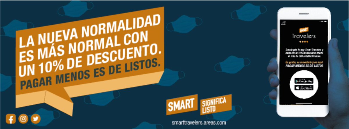 Porque pagar menos es de listos… 😜 ¡Os presentamos la app de #SmartTravelers con la que podrás disfrutar de un 10% de descuento en más de 300 establecimientos de <a href="/Areas_Es/">Areas Iberia</a>! 

Infórmate de todos los detalles y... ¡Descárgatela ya! 📲 bit.ly/31kI3Cp
