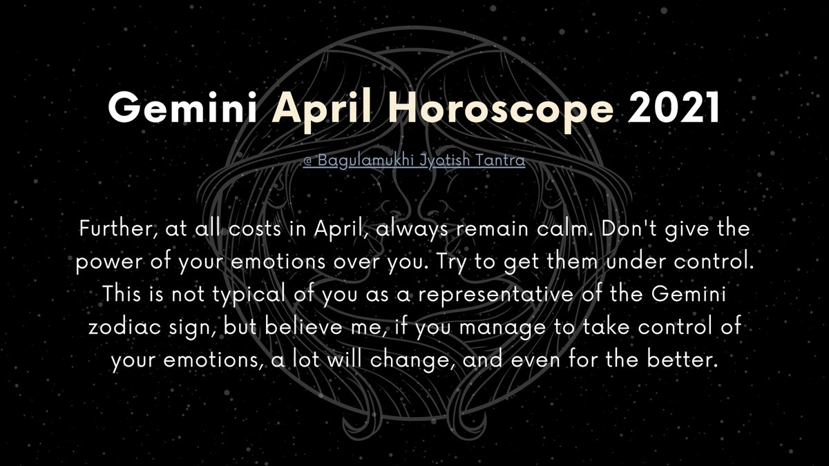bjtofficial's tweet photo. ♋ Gemini April Horoscope 2021 👇
...Know more 👉 https://t.co/ppZ3mxwU7V

#Gemini  #horoscope #ZodiacSigns https://t.co/VzHQwnOy70