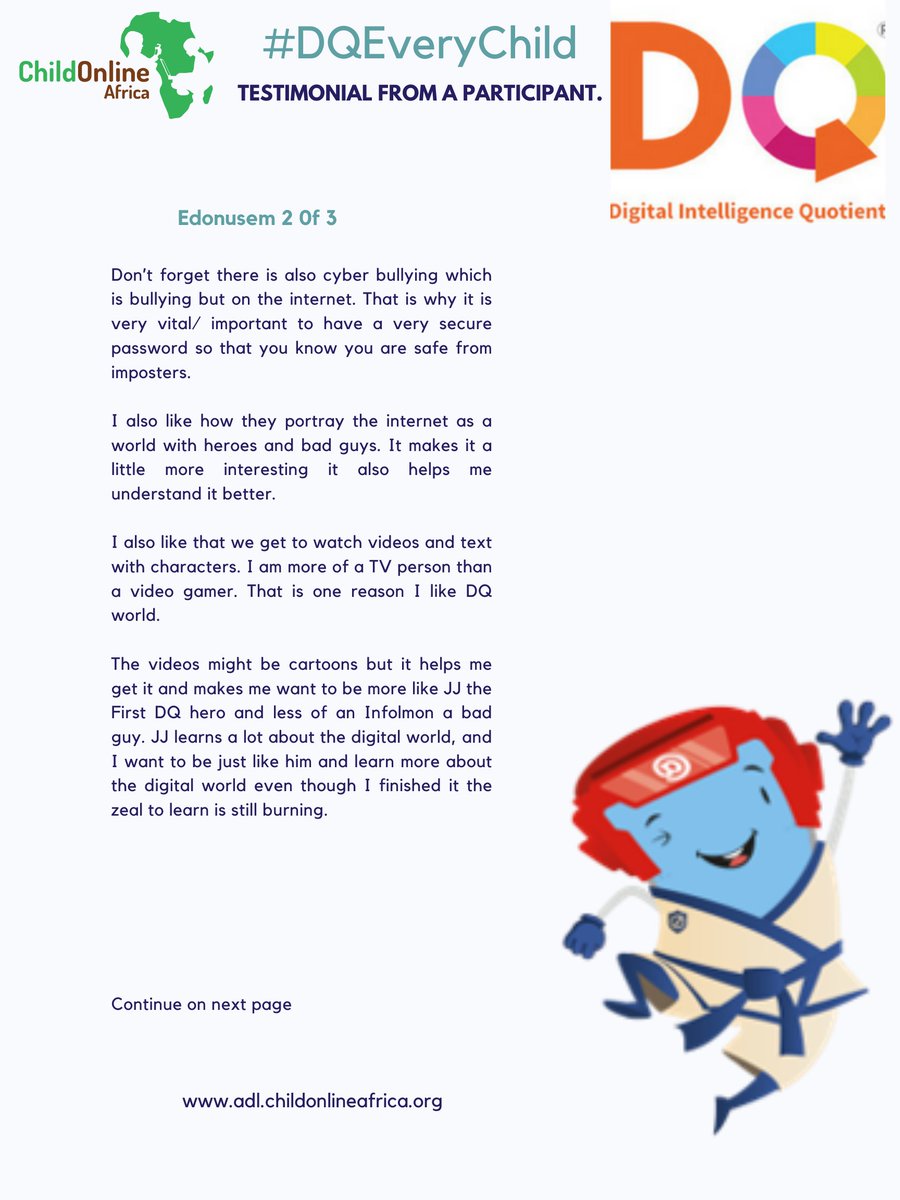 COnlineAfrica's tweet image. #Testimonial #DQEveryChild #ADLProgramme