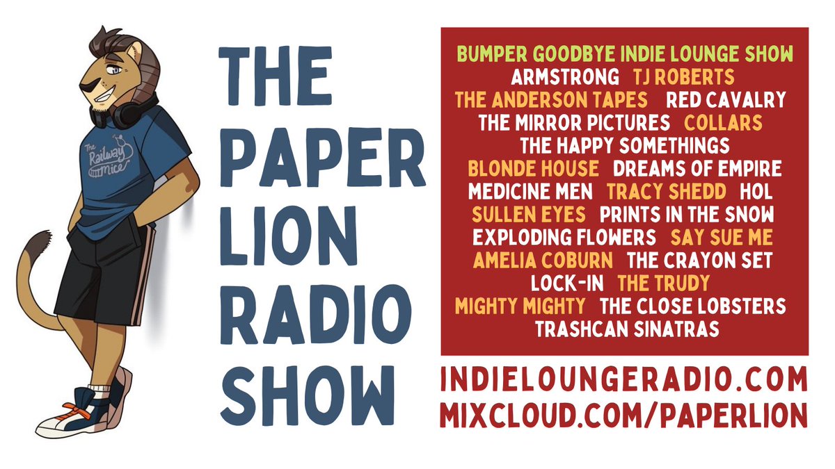 Toby (@paperlion123) on Twitter photo This Sunday is my last show on indieloungeradio.com @planetbeth1 I will still be at mixcloud.com/paperlion/ until I find a new home, so tune in for a bumper best of ft <a href="/Armstrong_Wales/">Armstrong (Wales)</a> @TJRoberts_ <a href="/AndersonTapes/">The Anderson Tapes</a> <a href="/redcavalryband/">Red Cavalry</a> @Mirrorpictures1 <a href="/collarstheband/">Collars</a> <a href="/somehappything/">The Happy Somethings</a> This Sunday is my last show on indieloungeradio.com @planetbeth1 I will still be at mixcloud.com/paperlion/ until I find a new home, so tune in for a bumper best of ft <a href="/Armstrong_Wales/">Armstrong (Wales)</a> @TJRoberts_ <a href="/AndersonTapes/">The Anderson Tapes</a> <a href="/redcavalryband/">Red Cavalry</a> @Mirrorpictures1 <a href="/collarstheband/">Collars</a> <a href="/somehappything/">The Happy Somethings</a>