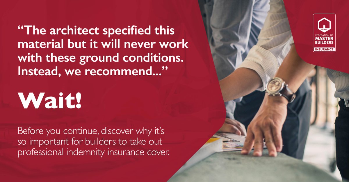 FMBInsurance's tweet photo. Giving your clients advice? Wait! Read this: https://t.co/yvVsLRqaRO to discover why all builders need to protect their business with Professional Indemnity Insurance cover
#FMB #FMBInsurance #BuildersInsurance #IndemnityInsurance #ConstructionFirms #ConstructionIndustry https://t.co/BIadjXQxtf