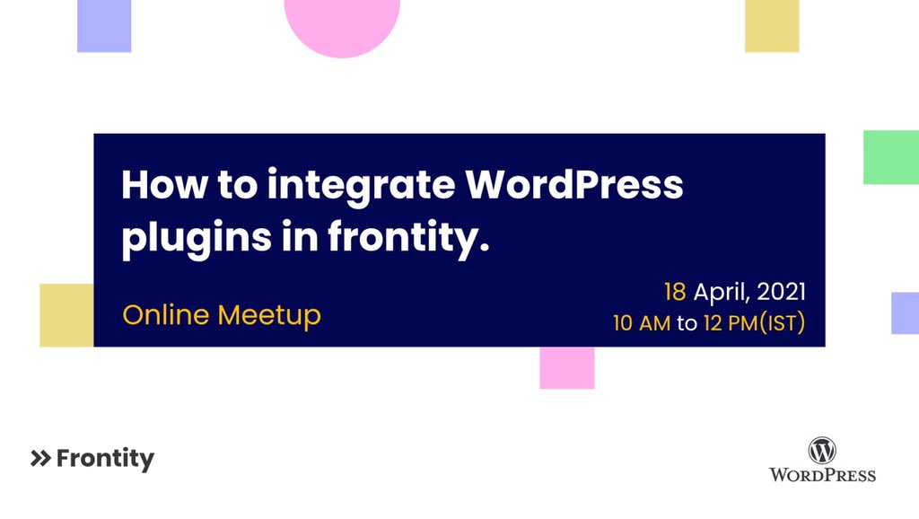 limbani_akash's tweet image. Before going for a long weekend just wanna share that we are having an Online WordPress Meetup on Sunday, April 18, 2021, from 10:00 AM to 11:30 AM.

Title: How to integrate WordPress plugins in Frontity.

Registration Link: meetup.com/yudizsolutions…

#WordPress #Meetup #Frontity