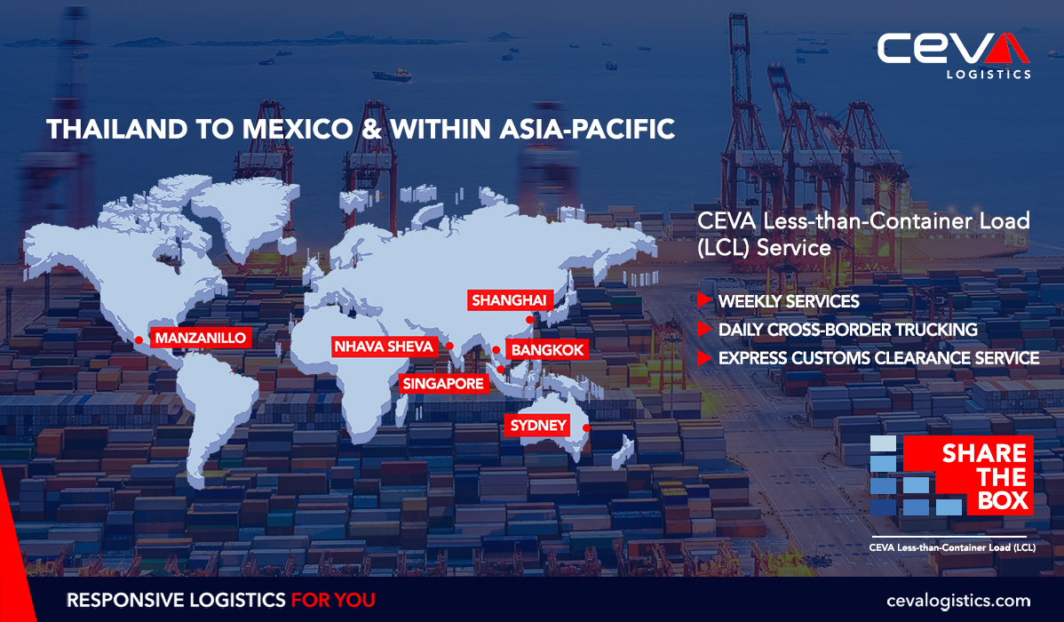 cevalogistics's tweet photo. Moving your cargo with our #LCL service provides tailor-made solutions including last-mile and end-to-end visibility.
๐ข Bangkok - Manzanillo
๐ข Singapore - Nhava Sheva
๐ข Shanghai - Sydney
Click here for more details: https://t.co/CtzXRd5hHf
#oceanfreight #SharetheBox https://t.co/BNiaJHS3rq