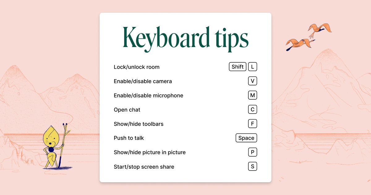 whereby's tweet photo. #WherebyTip Use these keyboard shortcuts for speedy control in a Whereby room.
No more fumbling for the unmute button here! 🤐 https://t.co/B4kcBb1fuc