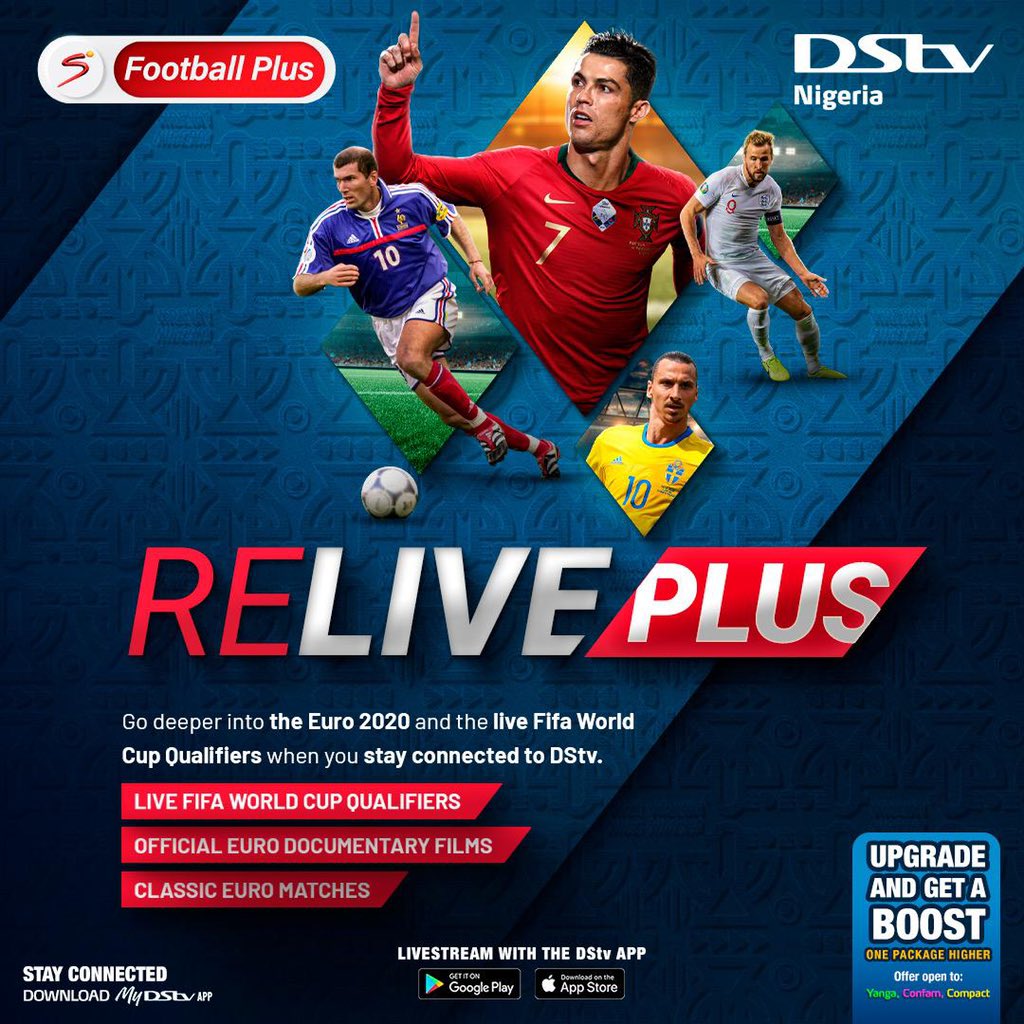 ManUtdInPidgin's tweet photo. You fit relive the best sport's moments with your DStv.
You fit watch Premier League, La Liga, Europa League, FIFA World Cup qualifiers!
You fit live stream on your #DStvApp so you no go miss anything!
Renew or upgrade your subscription today.
#SSRelivePlus
#WorldsBestFootball https://t.co/EnYpPSjY2U
