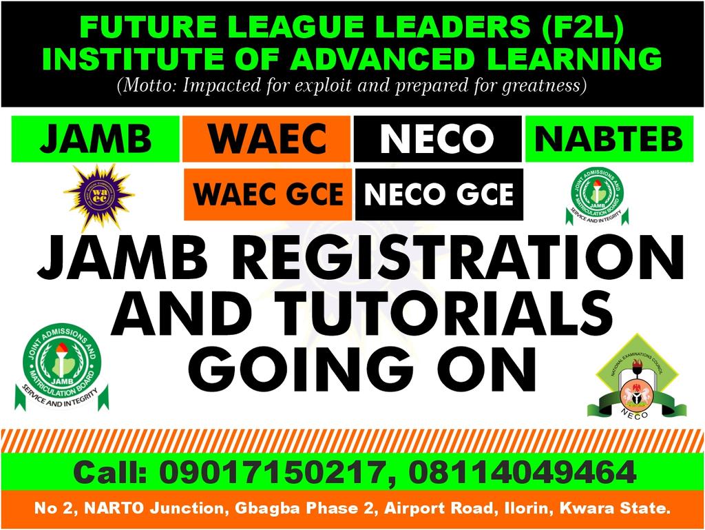 atitebi_joshua's tweet photo. Now that Jamb has announced it's registration details and dates.
F2L is here for your success. Register now for your tutorial.
#F2L #AcademicTwitter #JambTutorial https://t.co/pjSKA4nCby