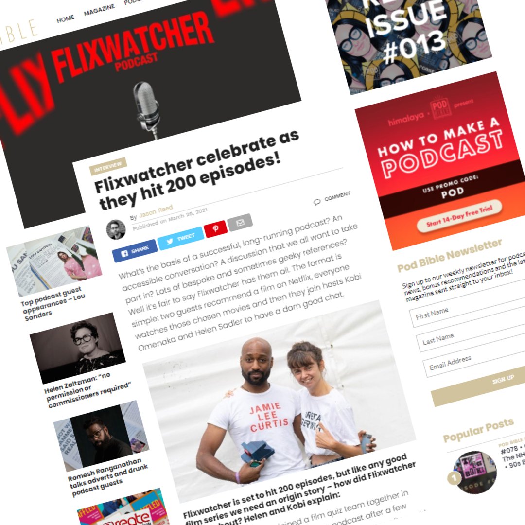 podbible's tweet photo. INTERVIEW // Flixwatcher celebrate as they hit 200 episodes!

@JasonTron talks to @Kobestarr and @TheCatFilmFan about hitting 200 episodes of @FlixwatcherPod and success from having a darn good chat about films.

https://t.co/7eAo5yoSBv

#Podcasting #PodRecDay #PodcastArticle https://t.co/qfXRMYGZs4
