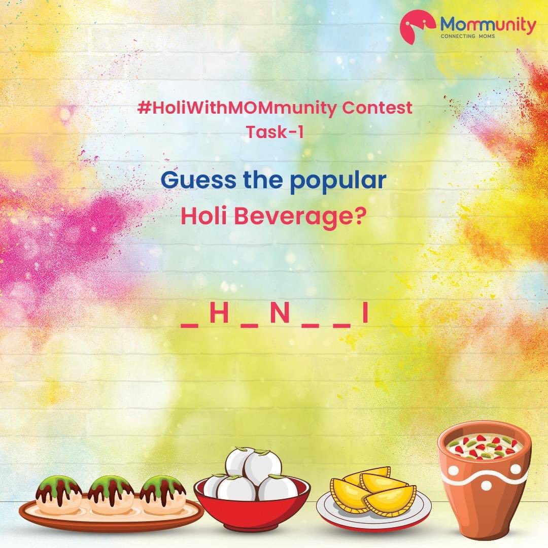 Mommunity1's tweet photo. || 𝐌𝐨𝐦𝐦𝐮𝐧𝐢𝐭𝐲 𝐇𝐨𝐥𝐢 𝐂𝐨𝐧𝐭𝐞𝐬𝐭 – 𝐓𝐚𝐬𝐤 𝟏 ||
Can you guess the popular drink people drink during Holi?
#HoliWithMOMmunity

#HappyHoli #HappyHoli2021 #HoliContest #ContestIndia #ContestAlert #FestivalOfColours #HoliHai #IndianFestival #Colours #ParticipateAndWin https://t.co/joGBf3R0Qb