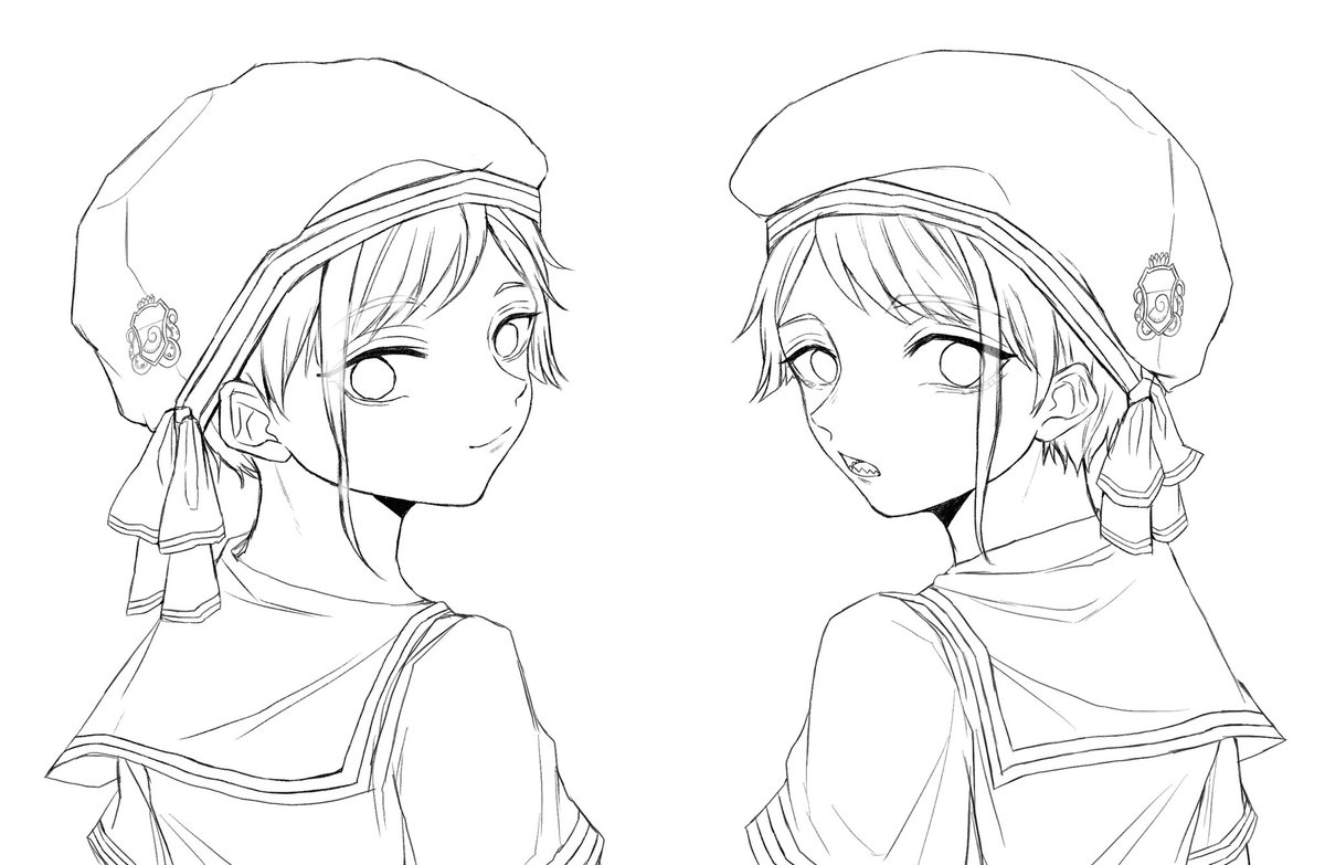 #ラフから線画と着色後と完成までを見せる
めっちゃ変わるーー 