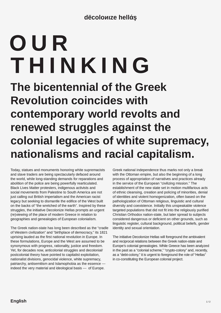 PlatonIssaias's tweet photo. Decolonize Hellas (Greece). A very important initiative, text in english and greek. https://t.co/d3OANX76Vi