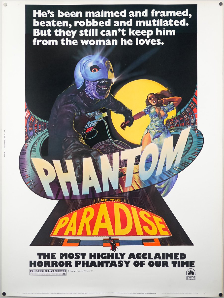 85. THE PHANTOM OF THE PARADISE (1974)A breathtakingly beautiful reimagining of the Phantom story. This rock and roll epic has one of the best soundtracks ever in horror. Combined with elements of Faust and Dorian Gray this movie is a love letter to gothic horror. #Horror365