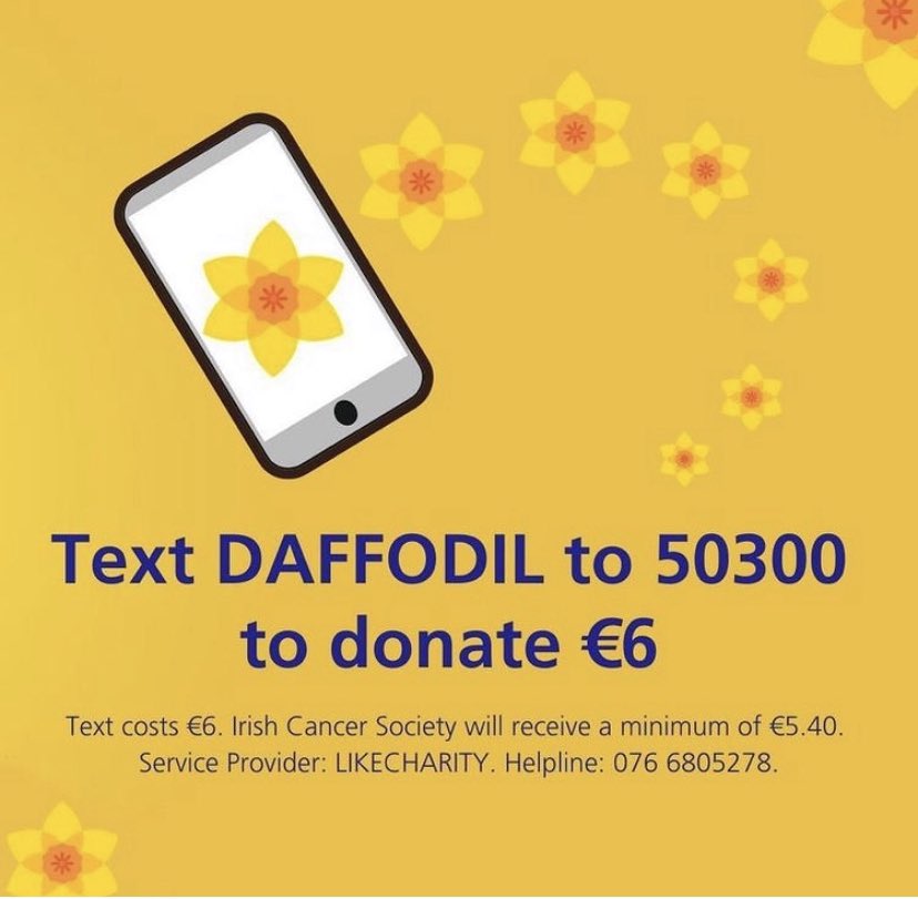 Please support the Irish Cancer Society in whatever way you can. They need all the help they can get this year to raise funds for the incredible work and vital services they provide. #DaffodilDay #irishcancersociety