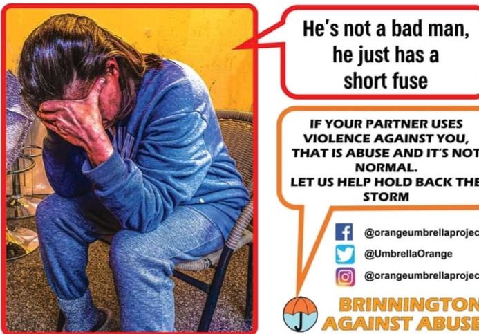 Domestic abuse can take place anytime, anywhere . There is NO  excuse for domestic abuse  - just remember we're there when you need us.
Facebook: The orange umbrella project or @orangeumbrellaproject
Twitter: <a href="/UmbrellaOrange/">The Orange Umbrella Project🧡</a>
Instagram: @orangeumbrellaproject