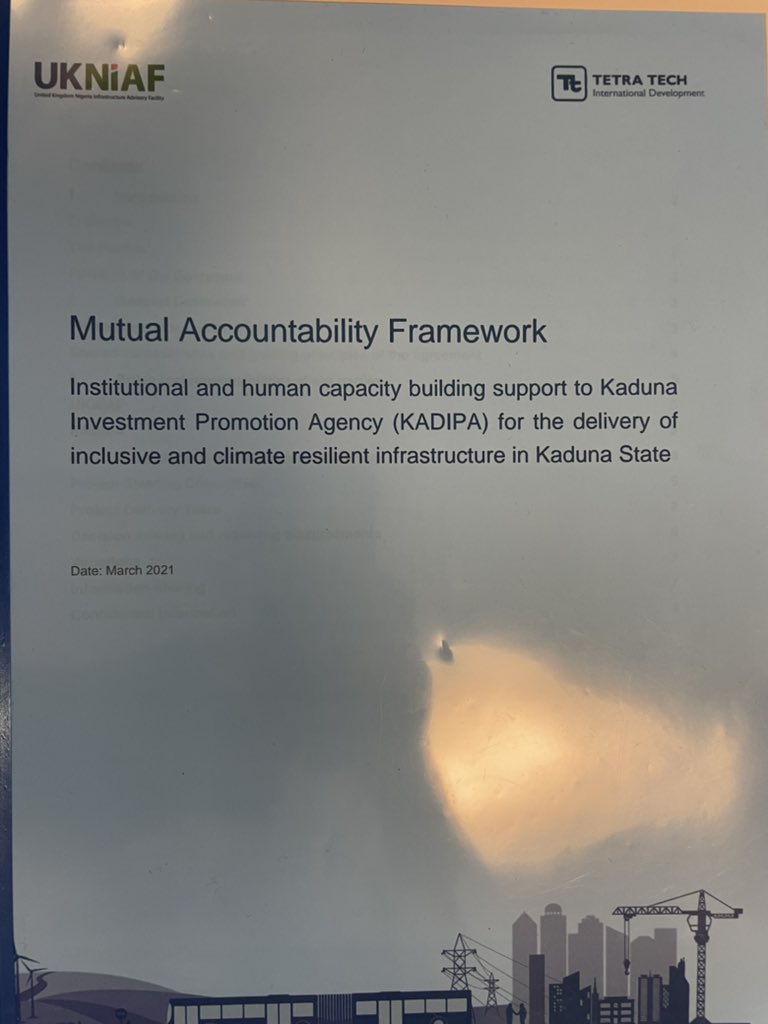 KDSG and and UKNiAF have signed a mutual accountability framework agreement to support the work of @InvestKaduna. Malam Nasir @elrufai thanked NiAF for acknowledging the work being done in Kaduna by selecting the state as the first subnational to work with.