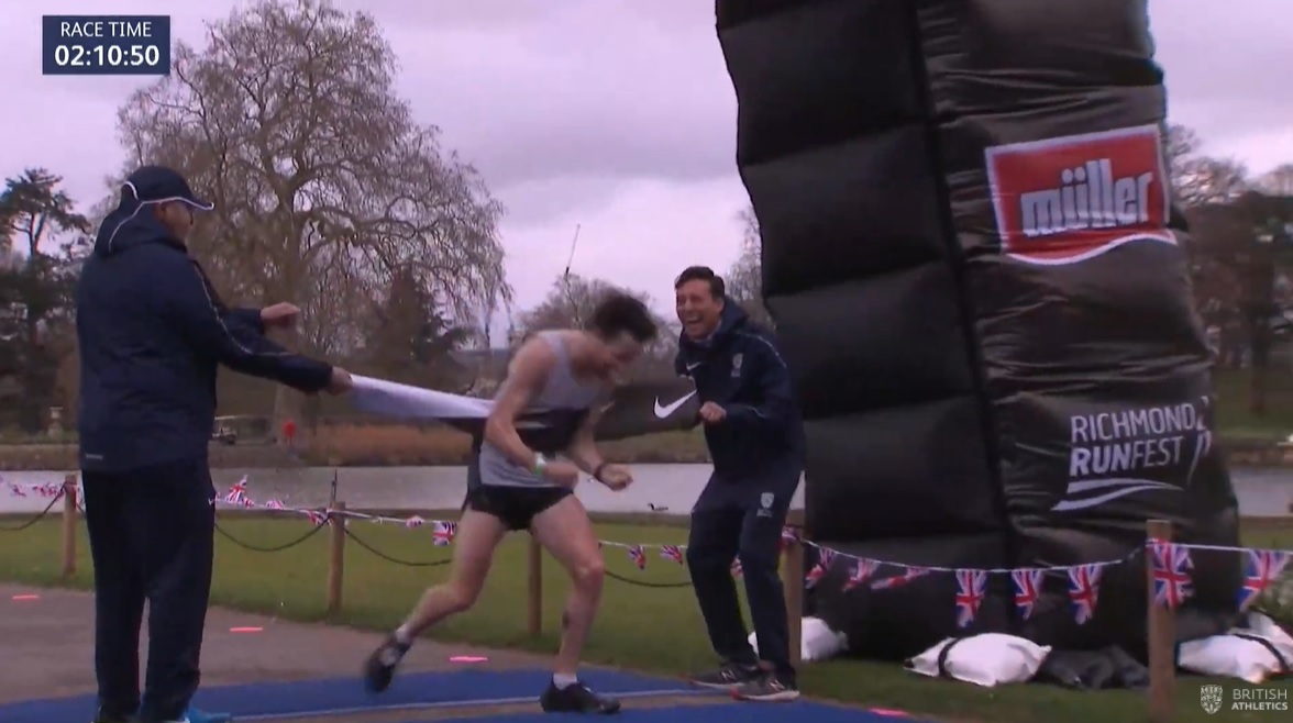 d9monti's tweet photo. GBR #OlympicTrials - @Thommo10k wins in 2:10:50 and will go to #TokyoOlympics.  @bdconnor gets second in 2:12:06, and since he already had the qualifying standard he's on the team, too, joining pre-selected @callhawk. https://t.co/V6pW9YQq33