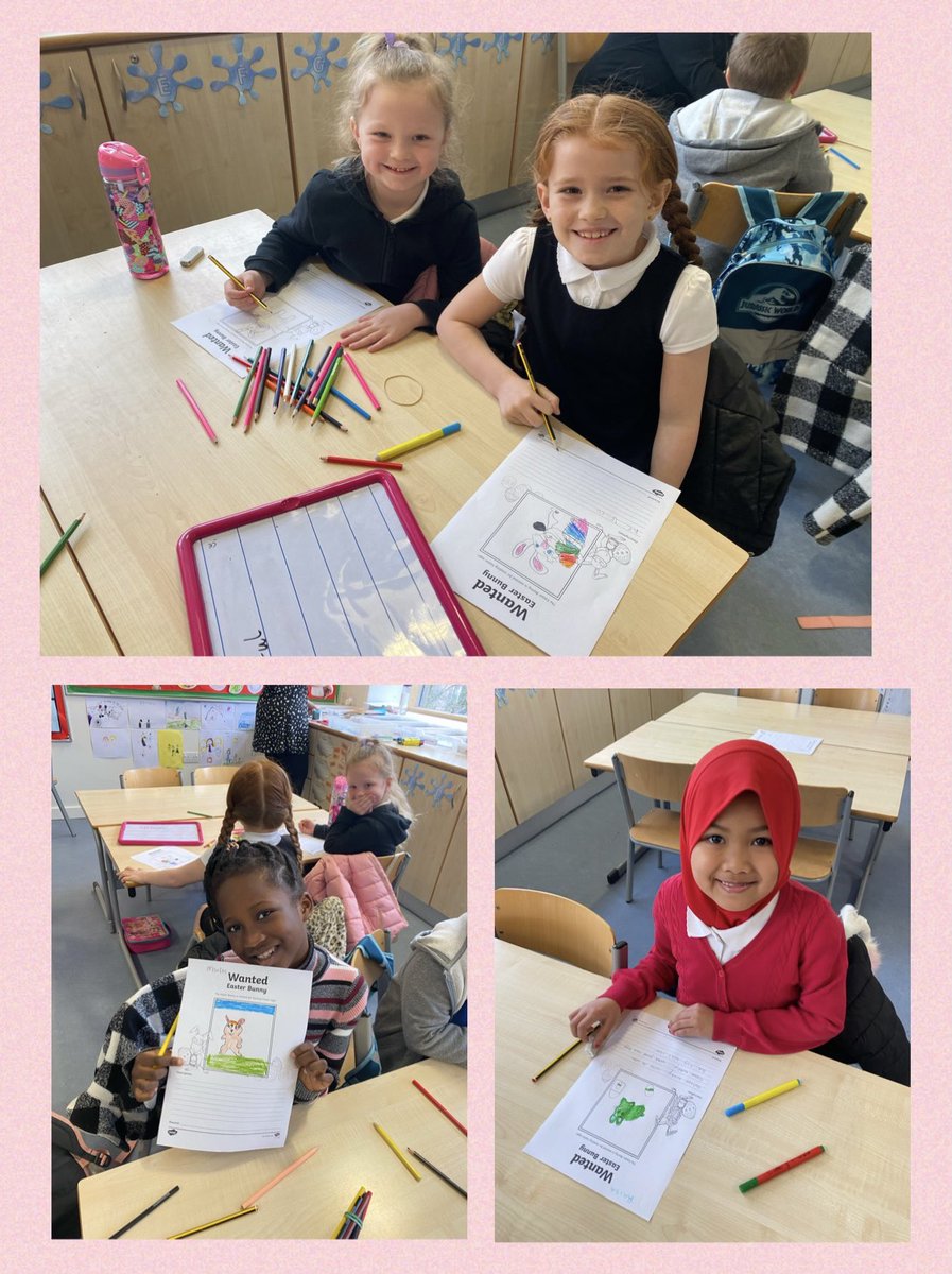 MrsFaryma's tweet image. We made #WantedPosters today all about the #EasterBunny. The bunny has been very pesky stealing some eggs and we needed to catch him 🐰 🥚 #ExcitingWriting @school_seaton