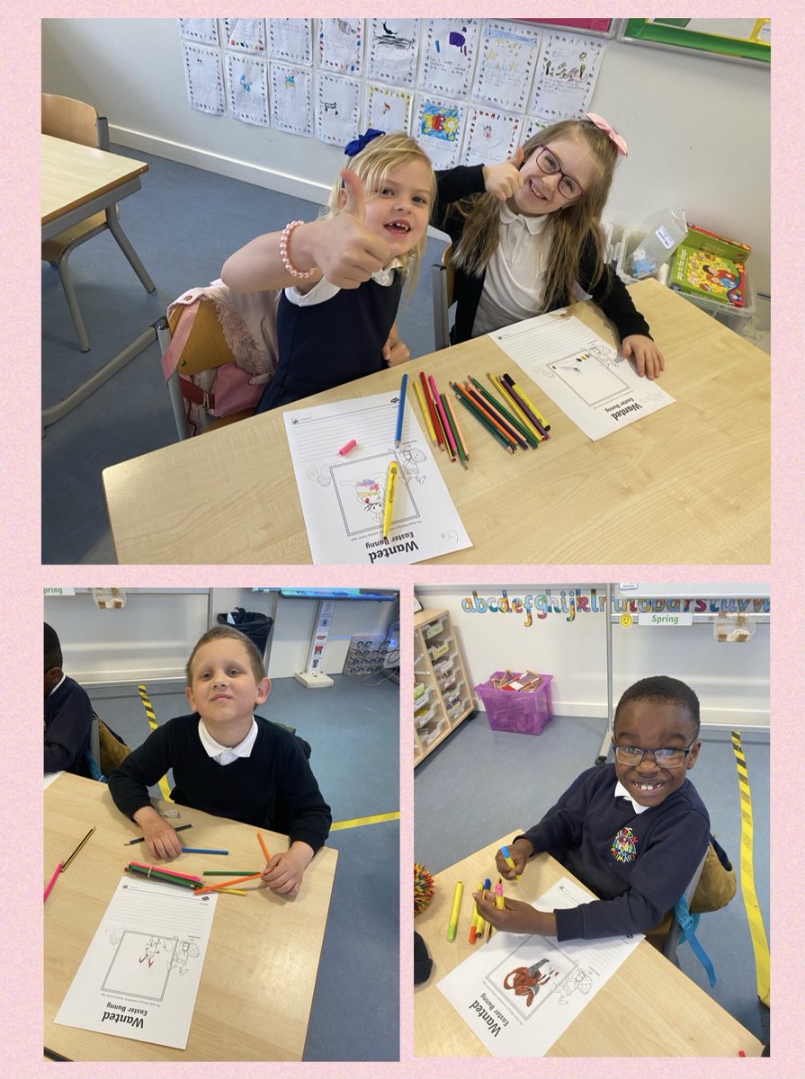 MrsFaryma's tweet image. We made #WantedPosters today all about the #EasterBunny. The bunny has been very pesky stealing some eggs and we needed to catch him 🐰 🥚 #ExcitingWriting @school_seaton