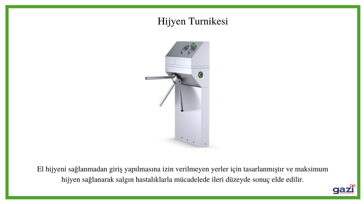 El hijyeni sağlanmadan giriş yapılmasına izin verilmeyen yerler için tasarlanmıştır. 
#covid #covid19 #coronavirüsü #salgın #coronaturkiye #salgınhastalık #turnike #turnikesistemi #turnikesistemleri #turnikeligeçişsistemleri #turnikeligeçiş #güvenlik #guvenlik #gazitek