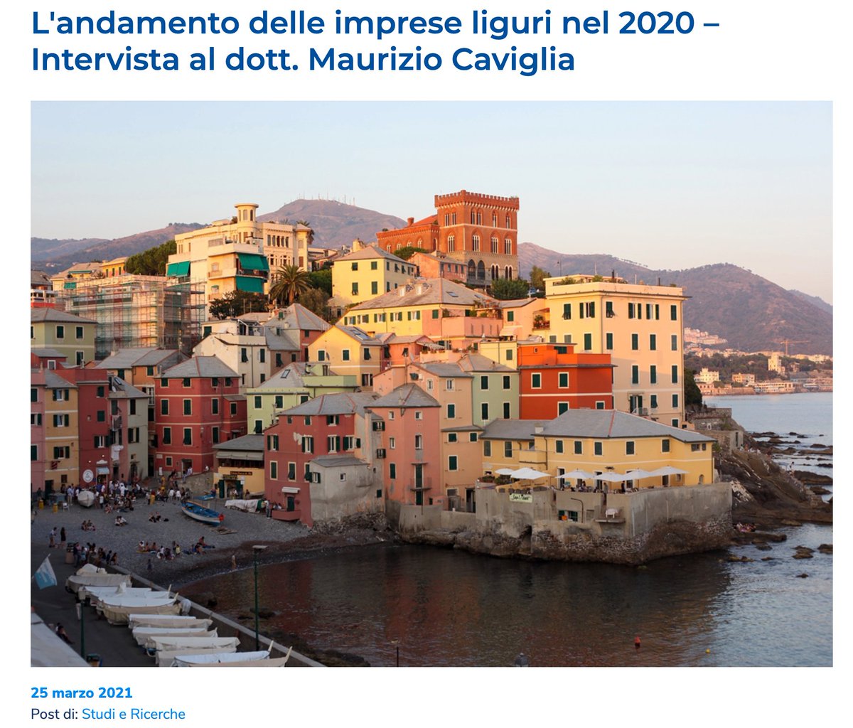 ⬇Leggi qui sotto la nostra intervista al dott. Maurizio Caviglia, Segretario Generale della Camera di Commercio di Genova, sull'andamento delle imprese liguri nel 2020: 

liguriaricerche.eu/.../landamento…...