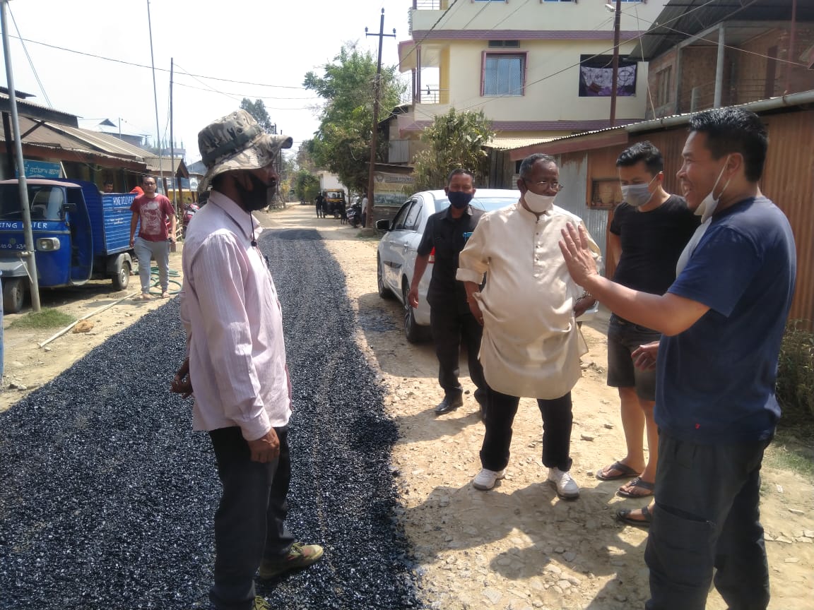 Inspected the blacktopping of the main road of Kwakeithel Moirangpurel Leikai.