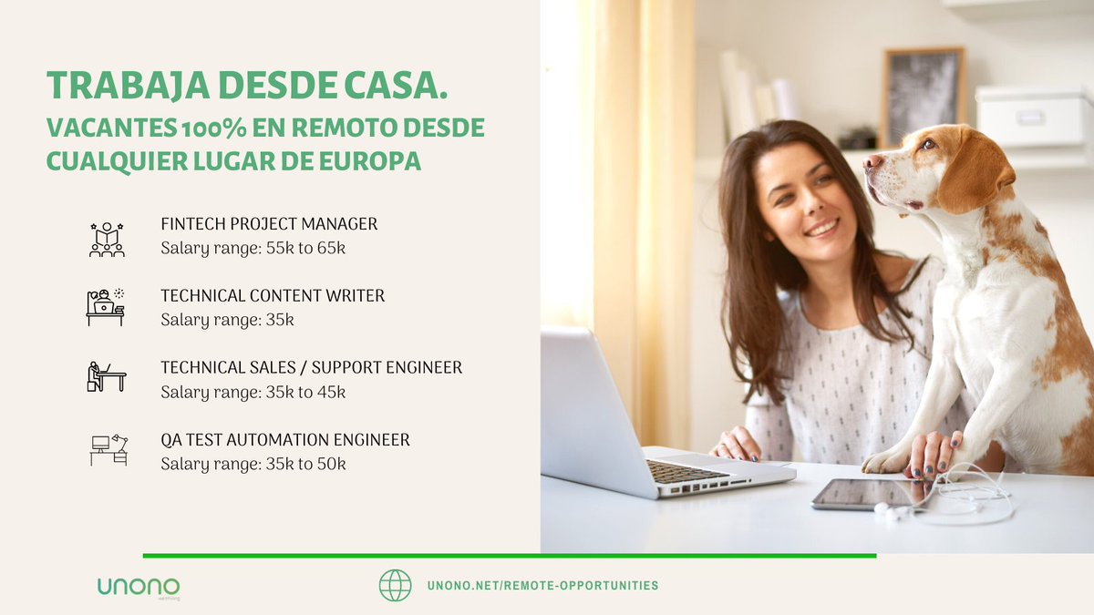 Empleos en remoto, desde tu casa 🏠 (o donde quieras 😉 ) pero junto a una gran compañía. Se necesita nivel alto de inglés 🔤
unono.net/remote-opportu…
#empleo #hiring #vacante #joboffer #remote #encasa #homeoffice #fintechstartup #fintechnews