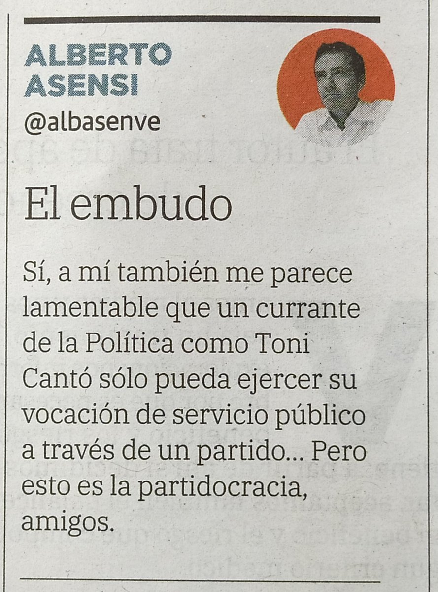 albasenve's tweet photo. En @lasprovincias del 26 de marzo de 2021 ... #Elembudo #Política @Tonicanto1 #partidocracia https://t.co/r6tVTWl35v