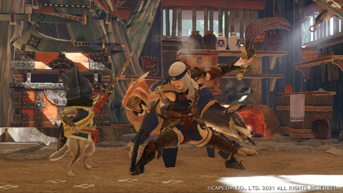 ユミフォックス 武器構え時 オトモもポーズしてくれてる モンハンライズ Mhrise モンハン Nintendoswitch