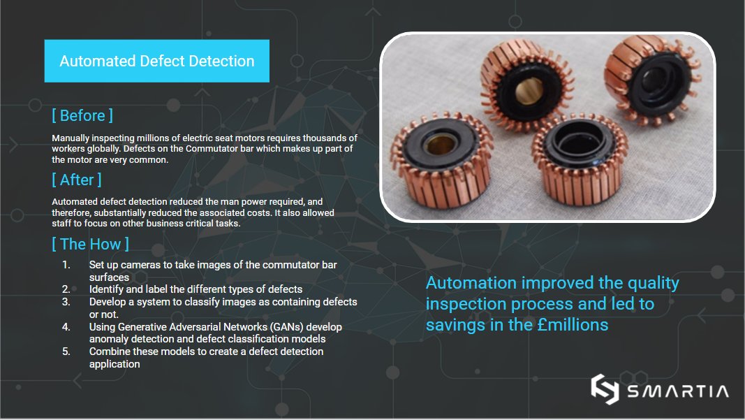 smartia_tech's tweet photo. Case Study 10 - Automated Defect Detection
Successfully reduced the man power required, and, therefore, substantially reduced the associated costs.
https://t.co/yGVr0rL4Hq
info@smartia.tech
#smartia #maio #ai #ml #defectdetection #smartmanufacturing #innovation #automation https://t.co/V50kykpdKA