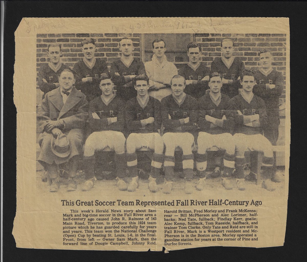 The 1923/24 season was to see the Marksmen dominate the league losing only twice all season ( to Steel!) and finally finish 6 points ahead of Bethlehem and be crowned inaugural ASL ( American Soccer League) champions!  #MarksmenMarch