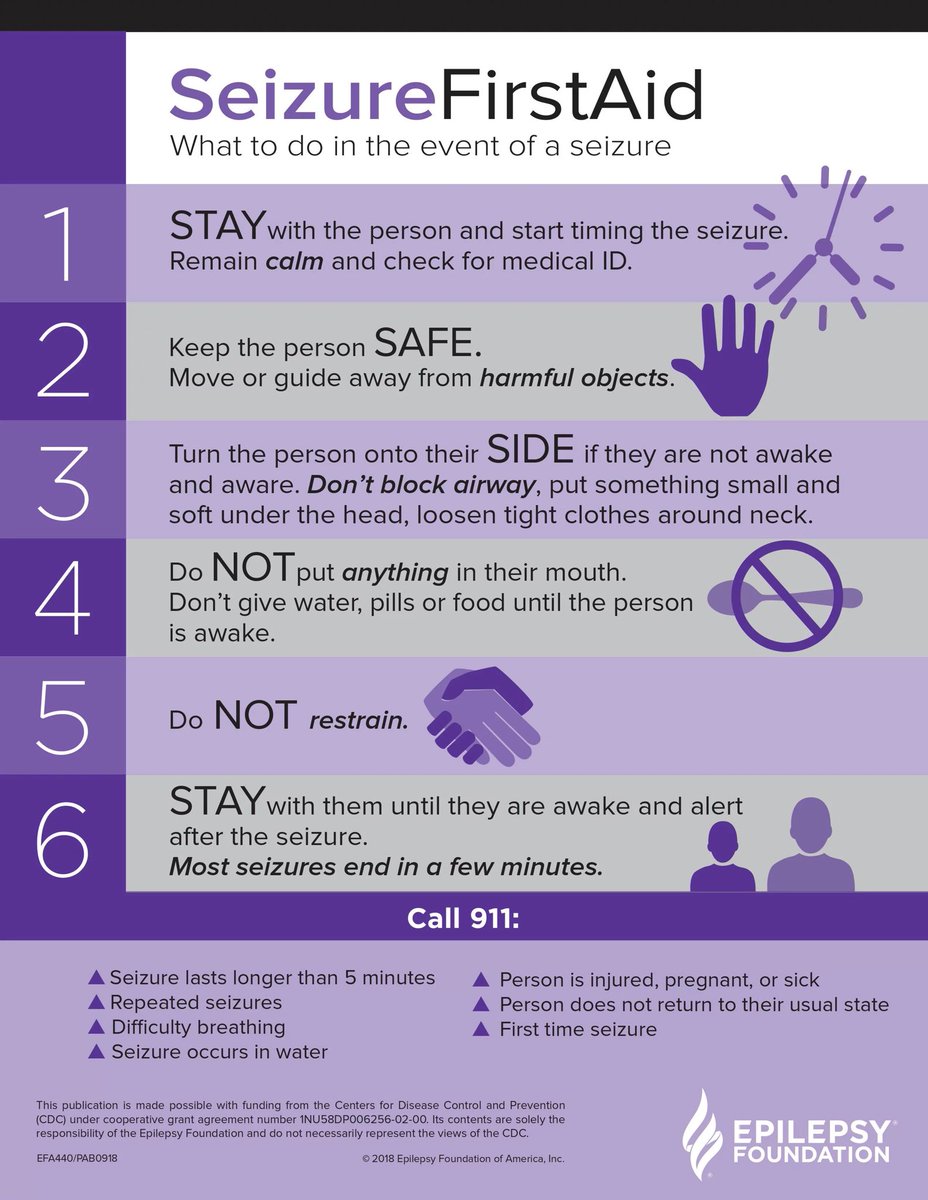 Shoutout to my Dad who has lived with Epilepsy for many years now.
He had to give up his pilots license &amp; in recent years his driver’s license.

In Epilepsy, bursts of electrical activity in the brain can trigger seizures.
Here’s what you can do to help 💜 #punc20 #PurpleDay