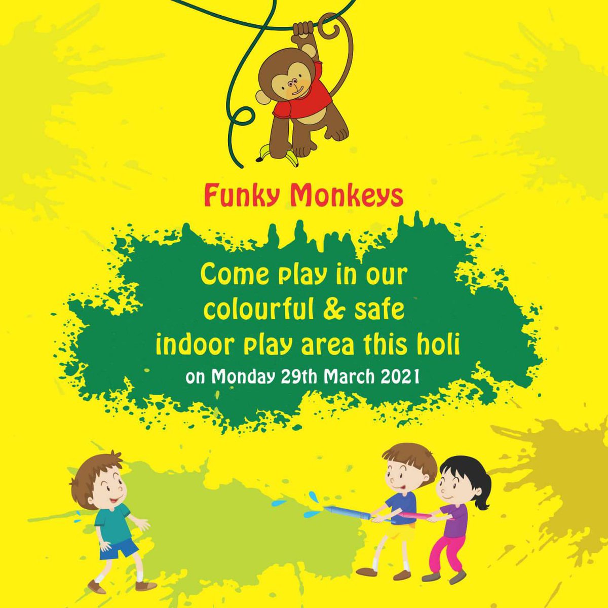 funkymonkeysBOM's tweet image. Our centers in Mumbai, Bangalore, Chennai &amp;amp; Amritsar will be open all day on Monday! We look forward to seeing you all. #kids #funkymonkeys #indoorplaycenter
