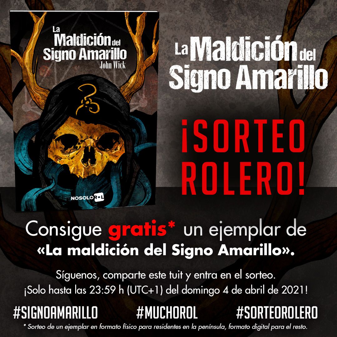 Nosolorol's tweet photo. Llega la primavera. Florece el Signo y ¡#SorteoRolero! ¿Quieres un ejemplar de «La maldición del Signo Amarillo»? 

Síguenos, comparte este tuit y entra en el sorteo de un ejemplar. Solo hasta las 23:59 h del domingo 4 de abril de 2021.

#Signoamarillo #MuchoRol #SorteoRolero https://t.co/PT58uwOaYq