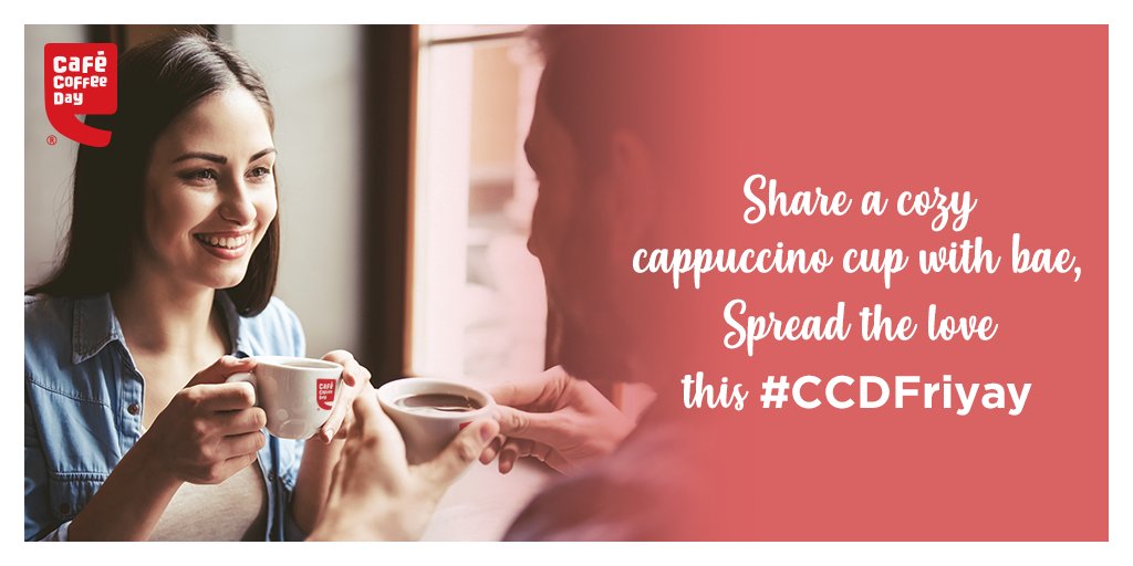CafeCoffeeDay's tweet photo. Make way for a cozy weekend with your loved one and a delicious cup of cappuccino at a CCD near you!
Enjoy a lovely #CCDFriyay today!
#cafecoffeeday #ccd #weekend
#tgif #friday #friyay #coffee #coffeedate #bae #coffeewithbae #cappuccino #cappuccinolover #datenight #weekenddate https://t.co/s7ZdpEdhq4