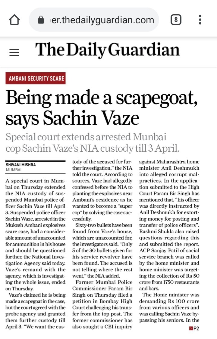 ShivaniReports's tweet photo. Ambani Bomb Scare matter taking new twist &amp; turns

Here's my article on @DailyGuardian1

https://t.co/QCctPRXsUE https://t.co/lPfd8sWJnC